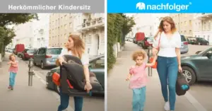 Vergleich herkömmlicher Kindersitz und aufblasbarer Reboarder